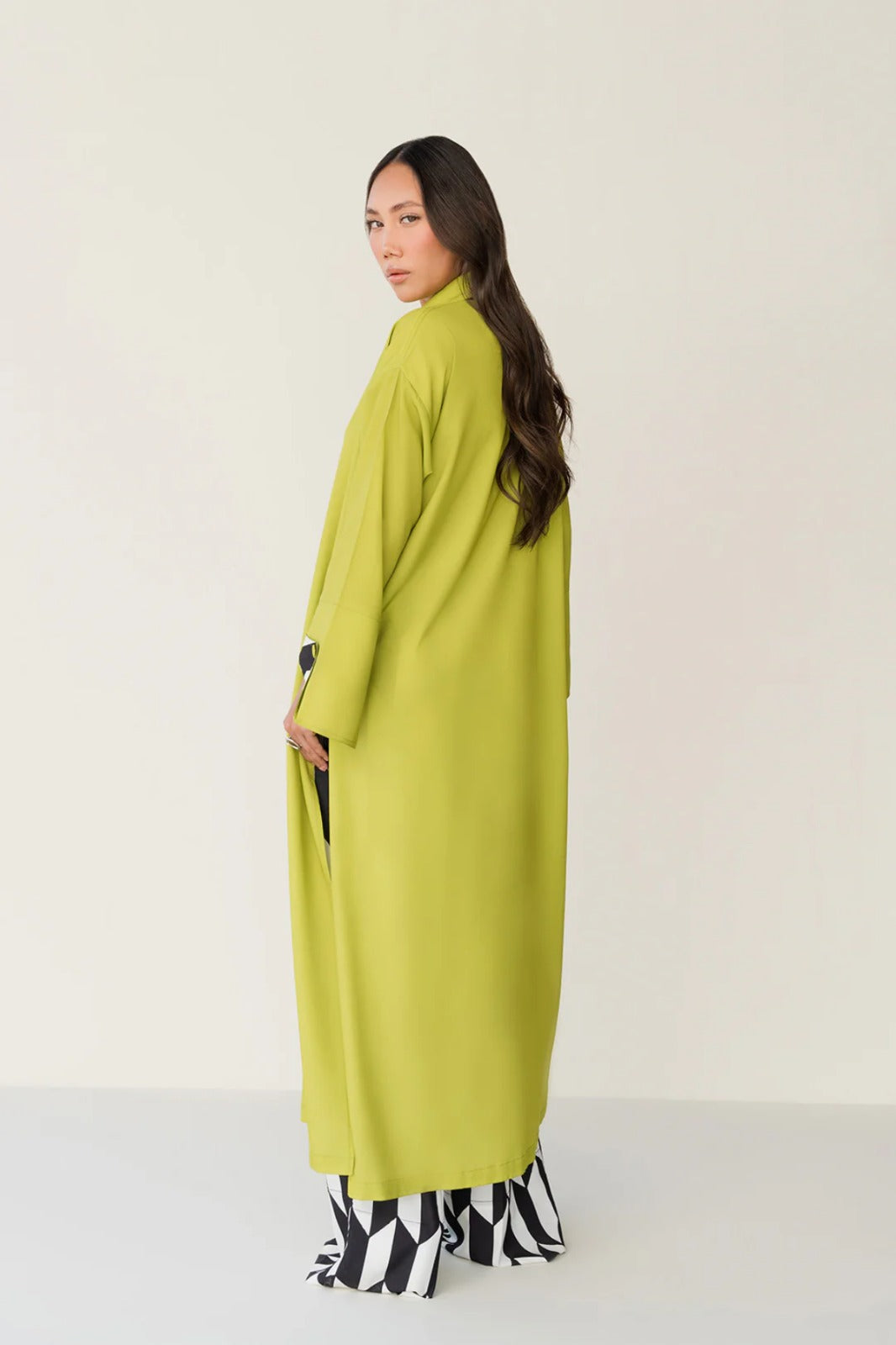 Yellow Crepe Button Down 2-Piece Shirt Set