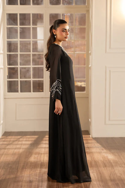 Black Chiffon Pearl 2-Piece Dress Set
