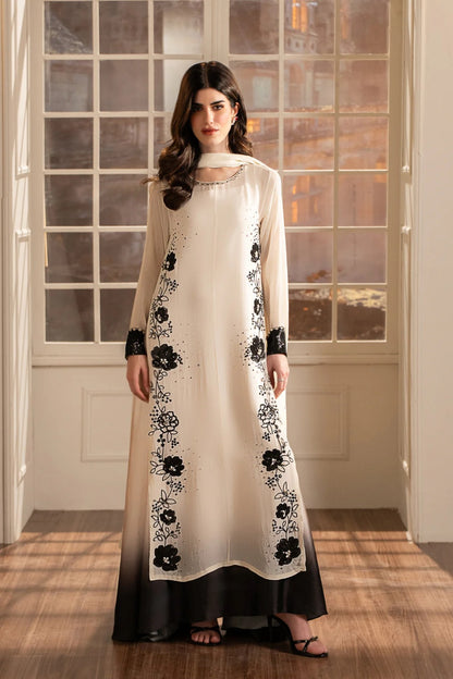 White Chiffon Embroidered 2-Piece Set