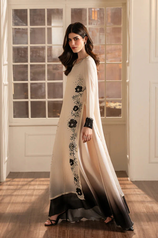 White Chiffon Embroidered 2-Piece Set