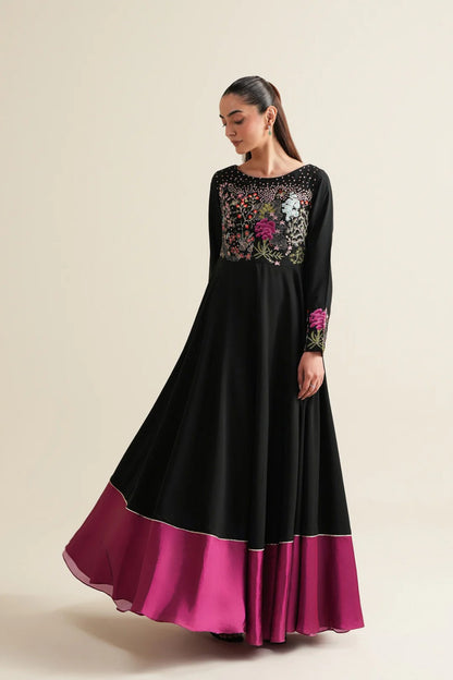 Black Crepe Pishwas 2-Piece Set