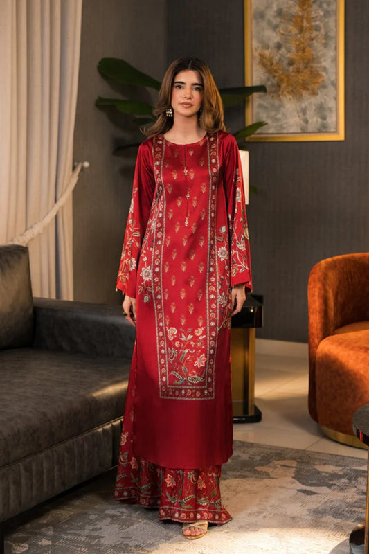 Red Silk 2-Piece Shirt Set