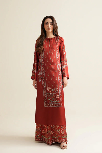 Red Silk 2-Piece Shirt Set
