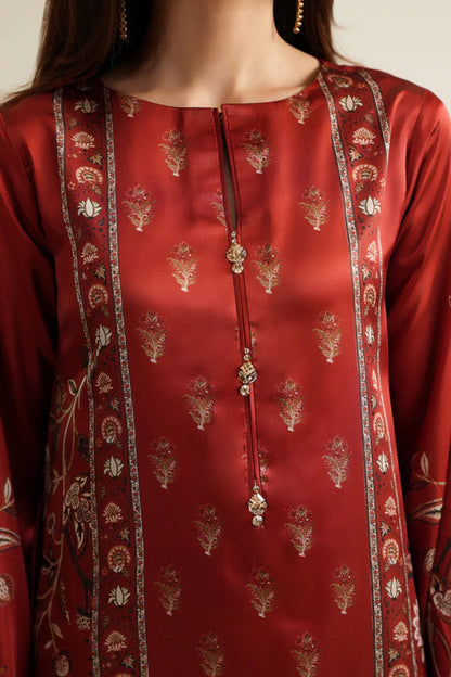 Red Silk 2-Piece Shirt Set