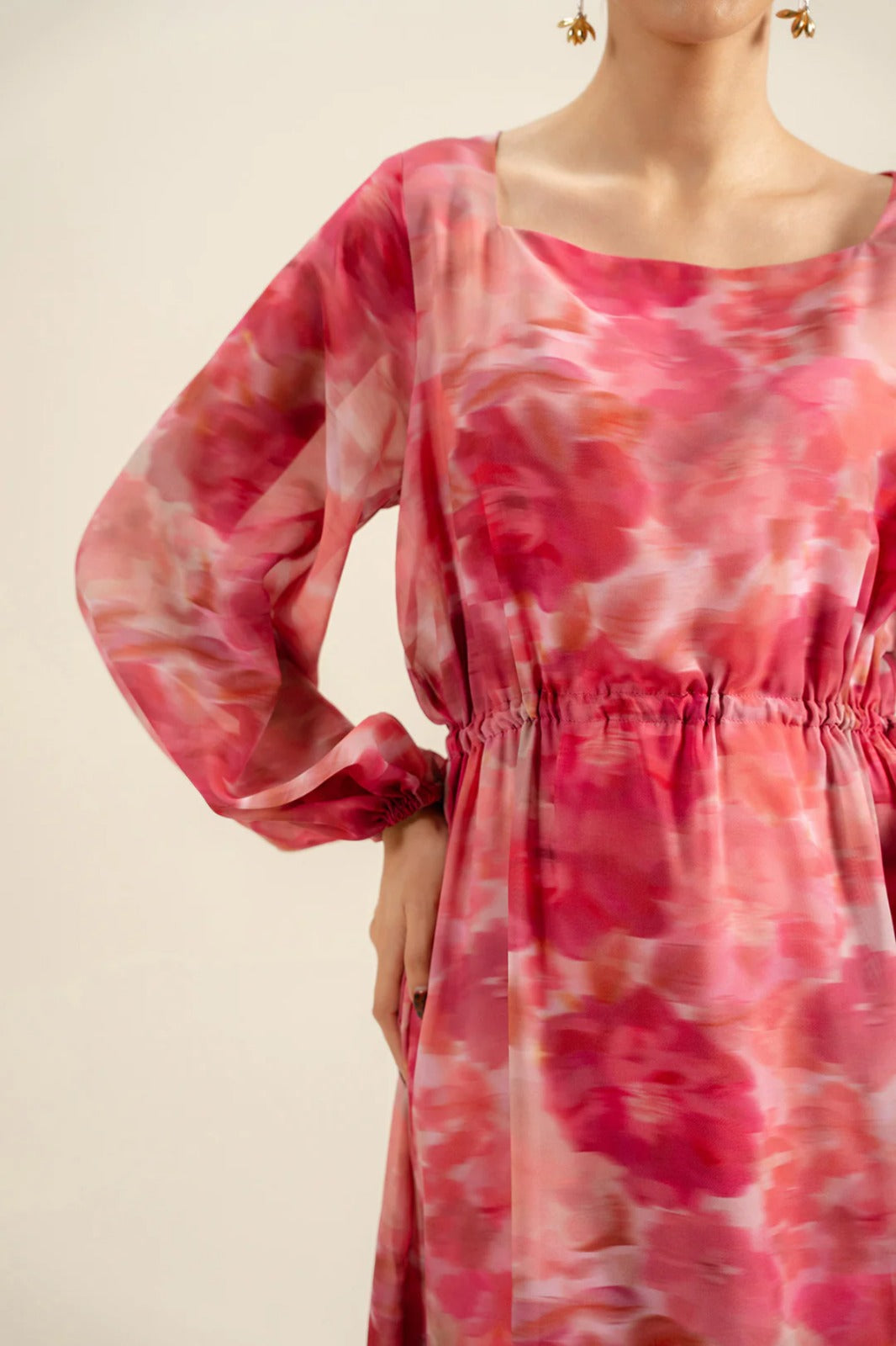 Pink Chiffon 2-Piece Dress Set