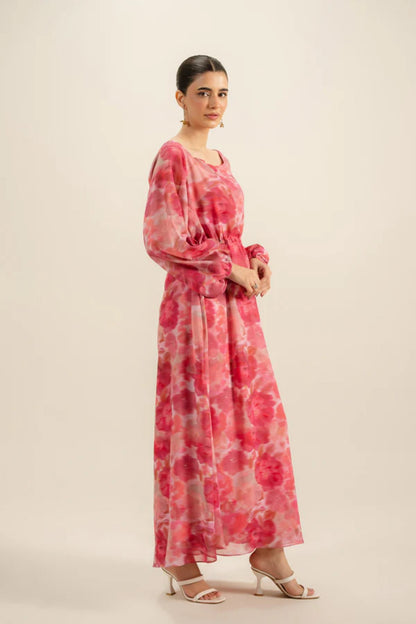 Pink Chiffon 2-Piece Dress Set