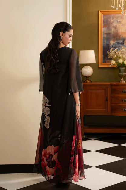 Black Silk Flared 2-Piece Dress Set