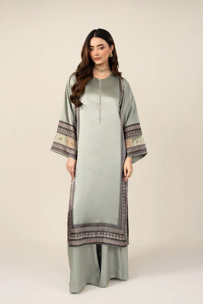 Grey Silk 2-Piece Shirt Set