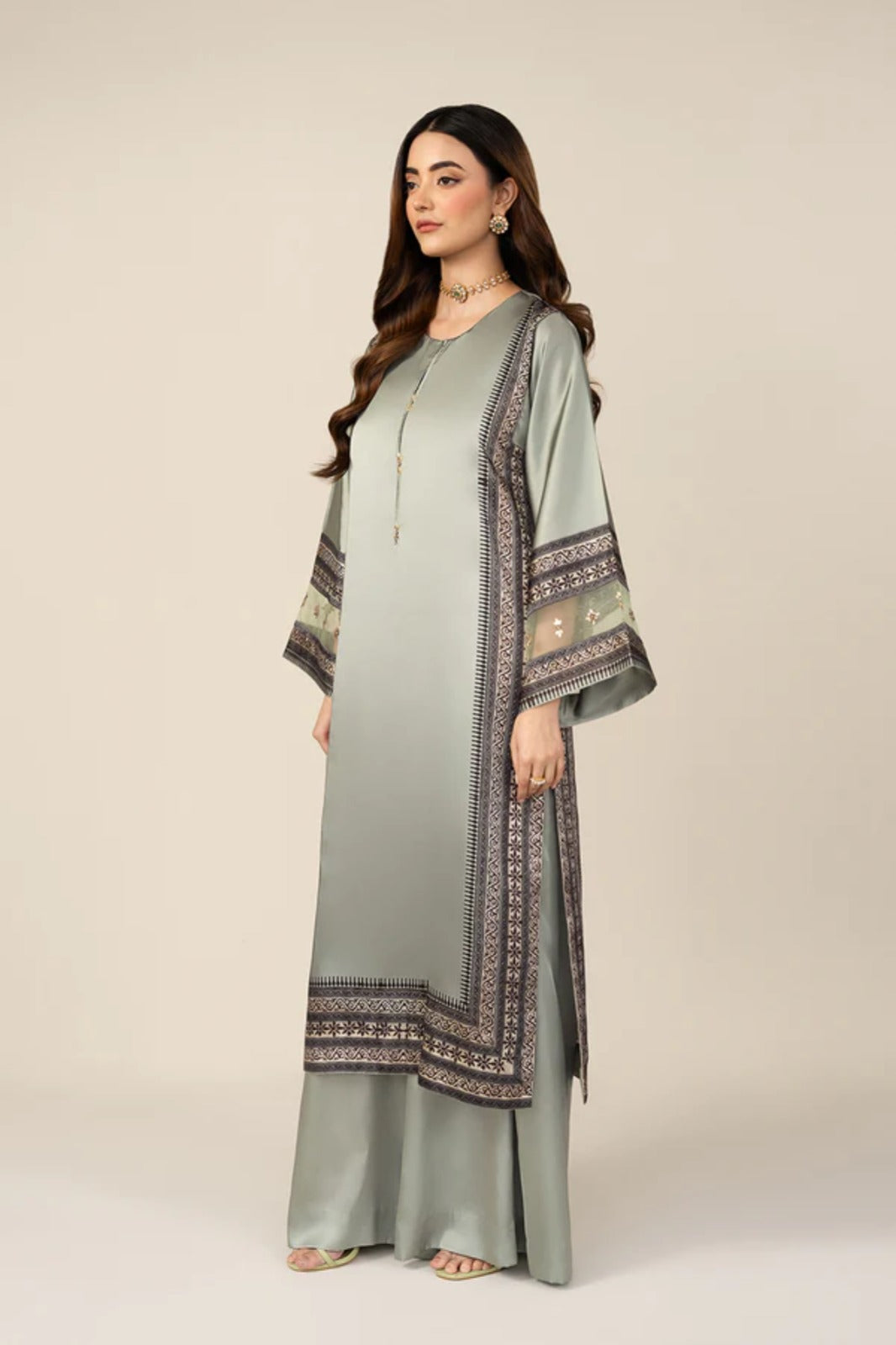 Grey Silk 2-Piece Shirt Set
