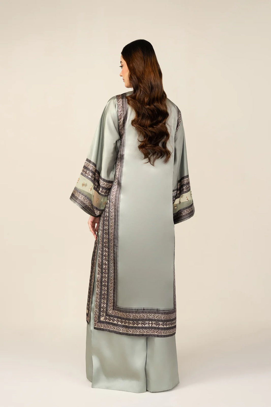 Grey Silk 2-Piece Shirt Set