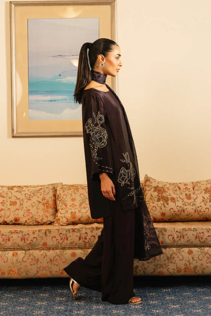 Purple Silk 3-Piece Embellished Set