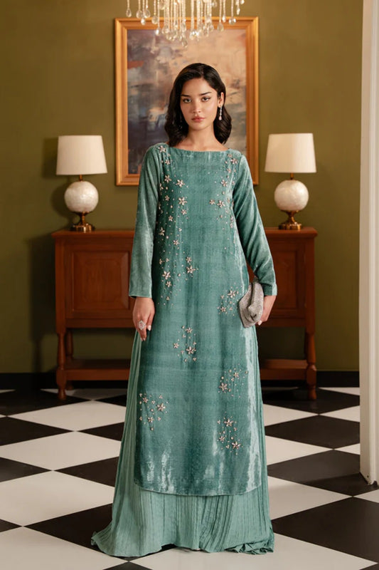 Green Velvet Shirt 2-piece Set